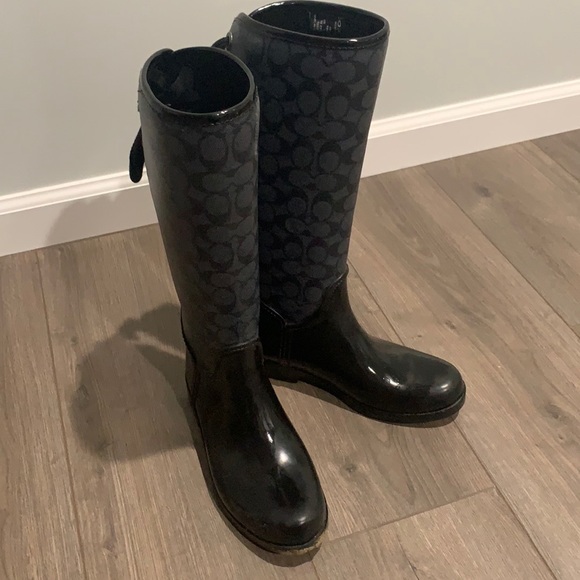 Coach Black Monogram Rainboots